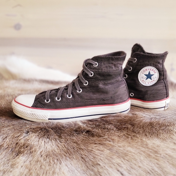 Converse Shoes - Converse All Star Dark Brown Embroidered High Top, Unique! Sz 39: Men's 6 Wo's 8